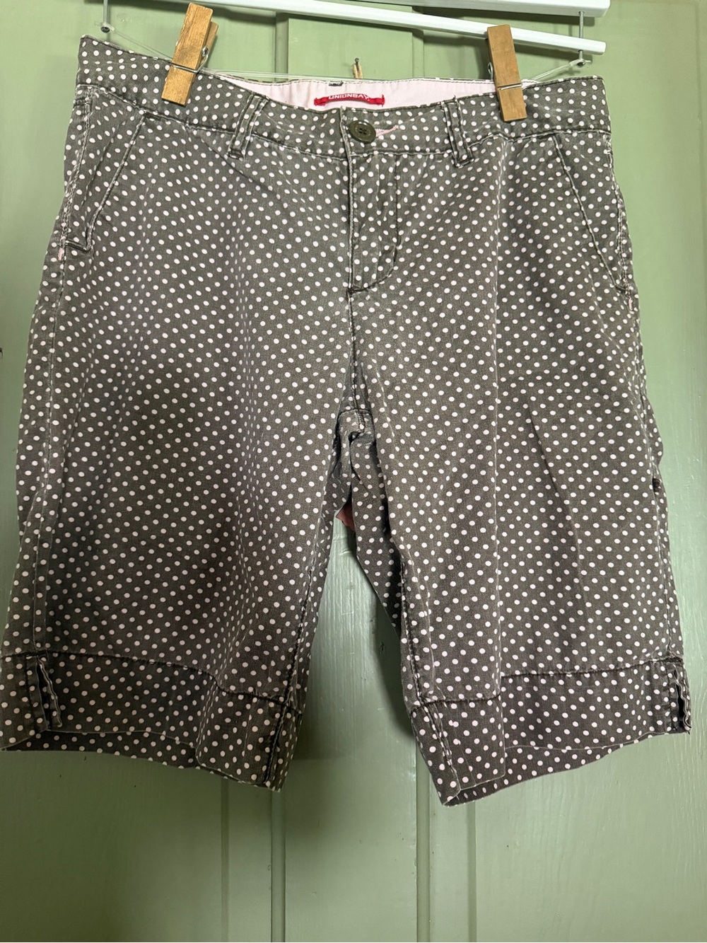 UNIONBAY Gray Polka Dot Flat-Front Men's Shorts